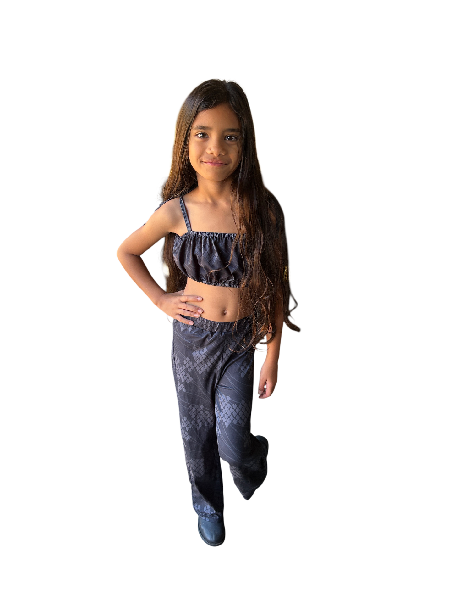 Keiki 2 Piece Pants Set (Black Kekai print)