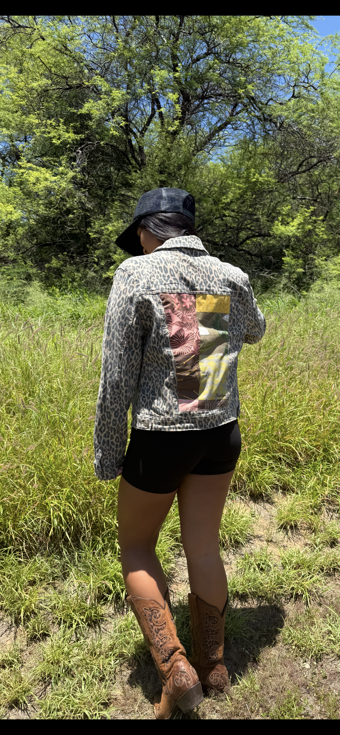 Cheetah denim jacket (patch print)