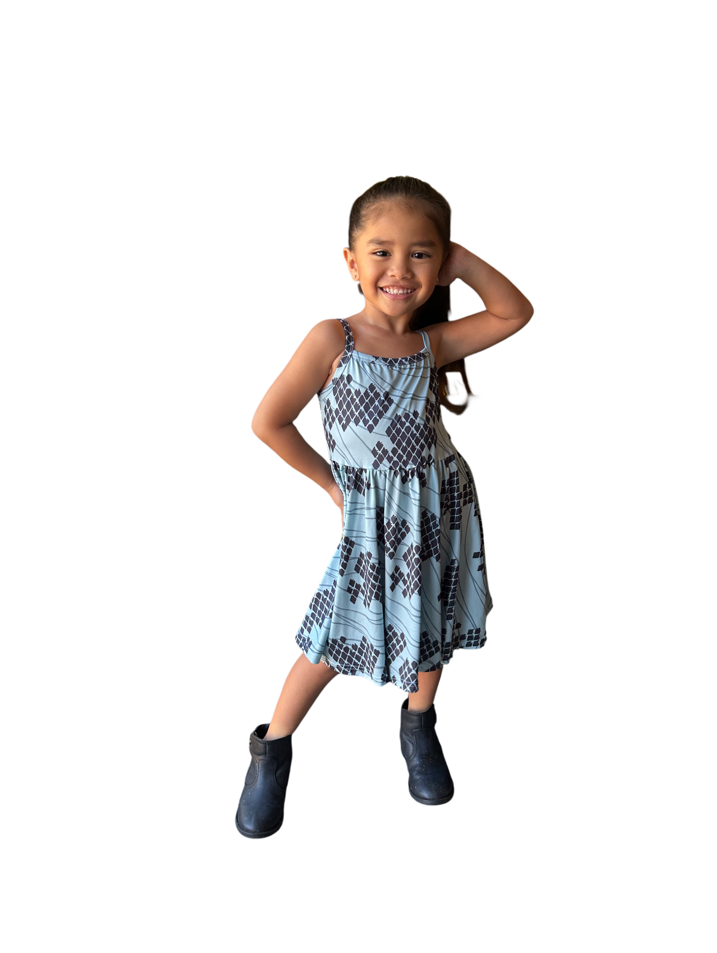 Keiki Kamahina Dress ( Blue Kekai Print)