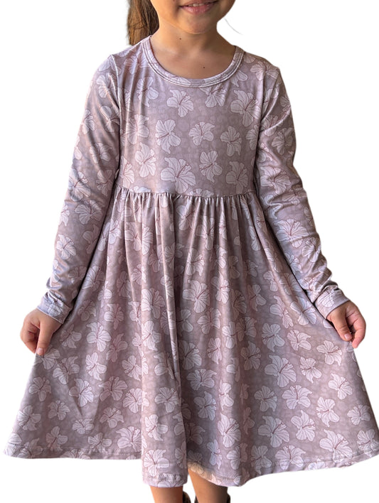 Kapua Dress  (Tan Leopard Hibiscus)