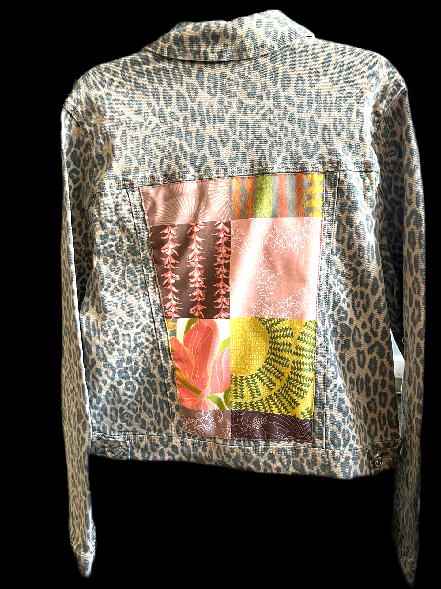 Cheetah denim jacket (patch print)