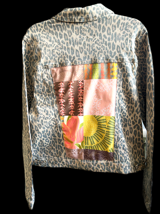 Cheetah denim jacket (patch print)