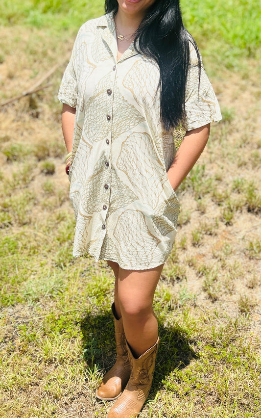 Malu Shirt Dress (Beige Upena)